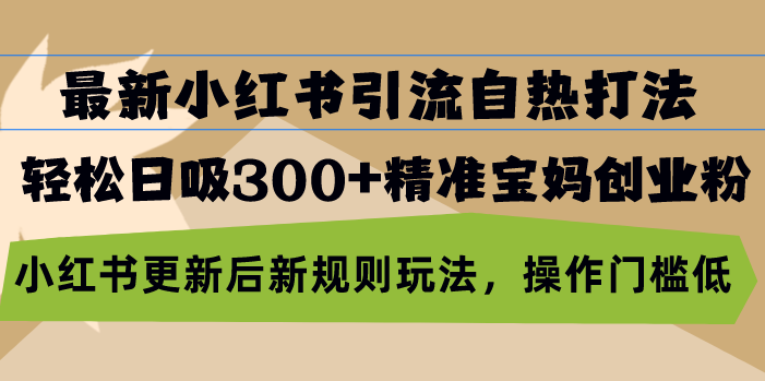 最新小红书引流自热打法，轻松日吸300+精准宝妈创业粉，小红书更新后新…-乐码云集