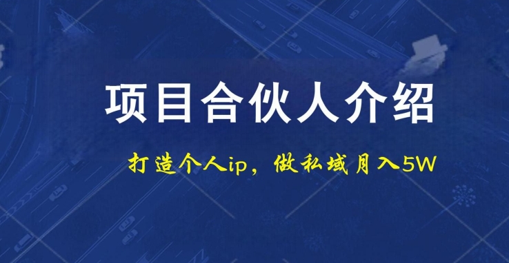 项目合伙人项目，打造个人IP，做私域月入5W，小白勿扰-乐码云集