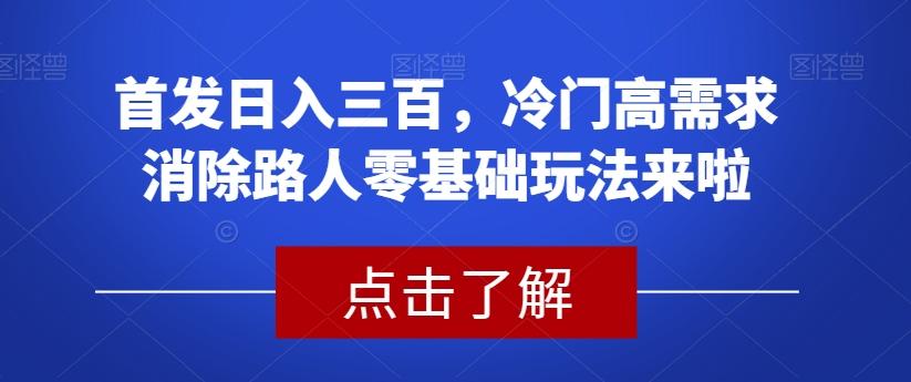 首发日入三百，冷门高需求消除路人零基础玩法来啦【揭秘】-乐码云集