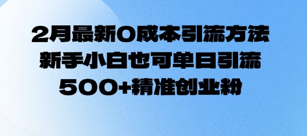 2月最新0成本引流方法，新手小白也可单日引流500+精准创业粉-乐码云集
