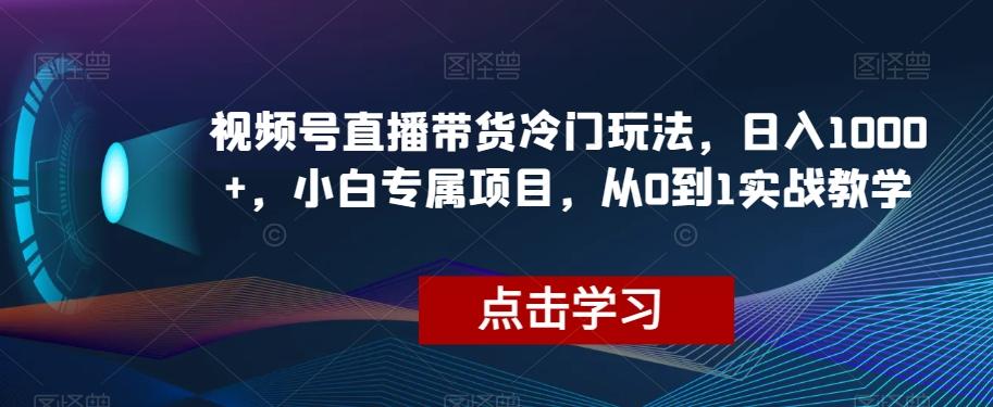 视频号直播带货冷门玩法，日入1000+，小白专属项目，从0到1实战教学【揭秘】-乐码云集