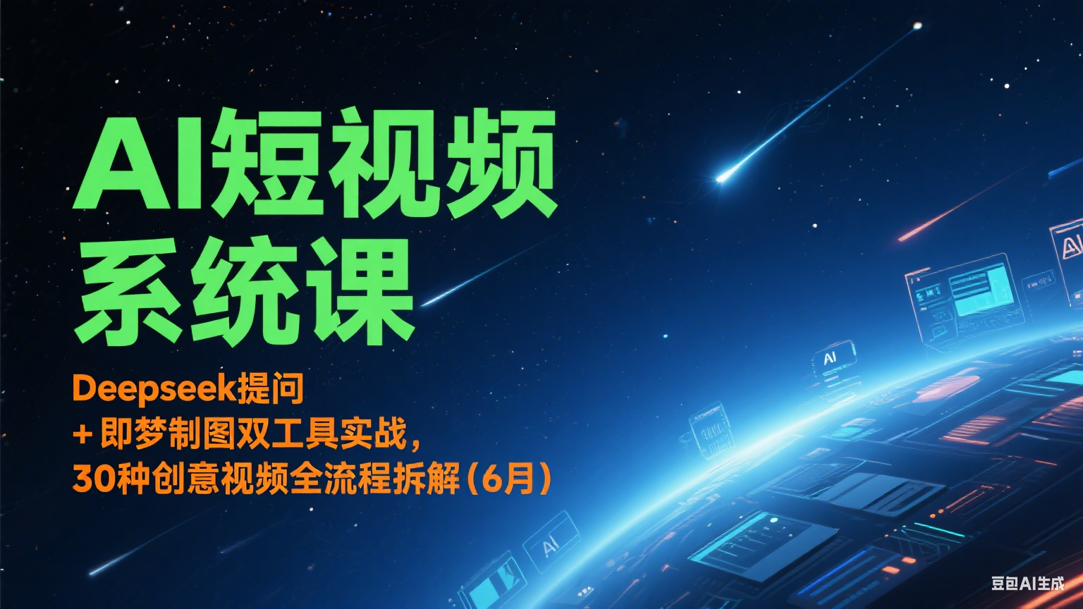 AI短视频系统课:Deepseek提问 + 即梦制图双工具实战,30种创意视频全流程拆解(6月)-乐码云集