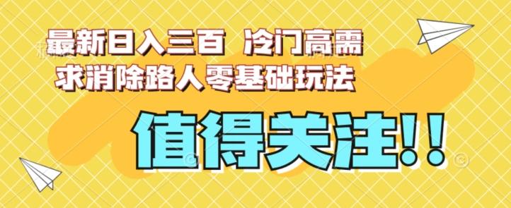 最新日入三百，冷门高需求消除路人零基础玩法【揭秘】-乐码云集