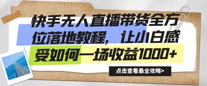 快手无人直播带货全方位落地教程，让小白感受如何一场收益1000+【揭秘】-乐码云集