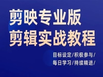 剪映专业版剪辑实战教程，目标设定/积极参与/每日学习/持续精进-乐码云集