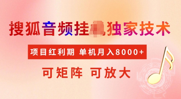 首发搜狐音频挂JI，项目红利期，可矩阵可放大，稳定月入5k【揭秘】-乐码云集