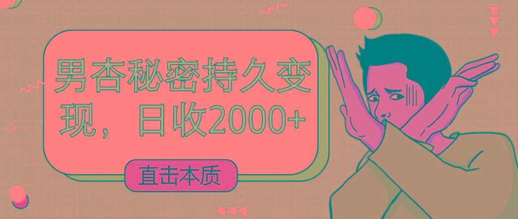 直击本质，男杏秘密持久变现，日收2000+-乐码云集