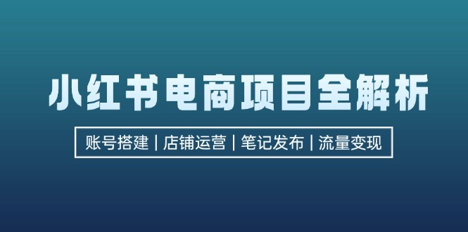 小红书电商项目全解析，包括账号搭建、店铺运营、笔记发布  实现流量变现-乐码云集