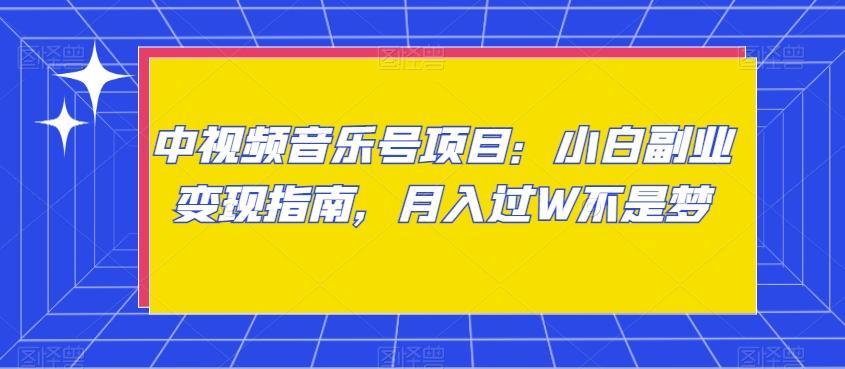 中视频音乐号项目：小白副业变现指南，月入过W不是梦【揭秘】-乐码云集