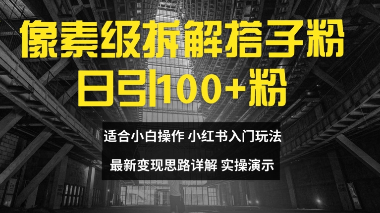 像素级拆解搭子粉，日引100+，小白看完可上手，最新变现思路详解【揭秘】-乐码云集