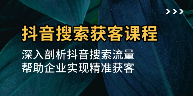 抖音搜索获客课程：深入剖析抖音搜索流量，帮助企业实现精准获客-乐码云集