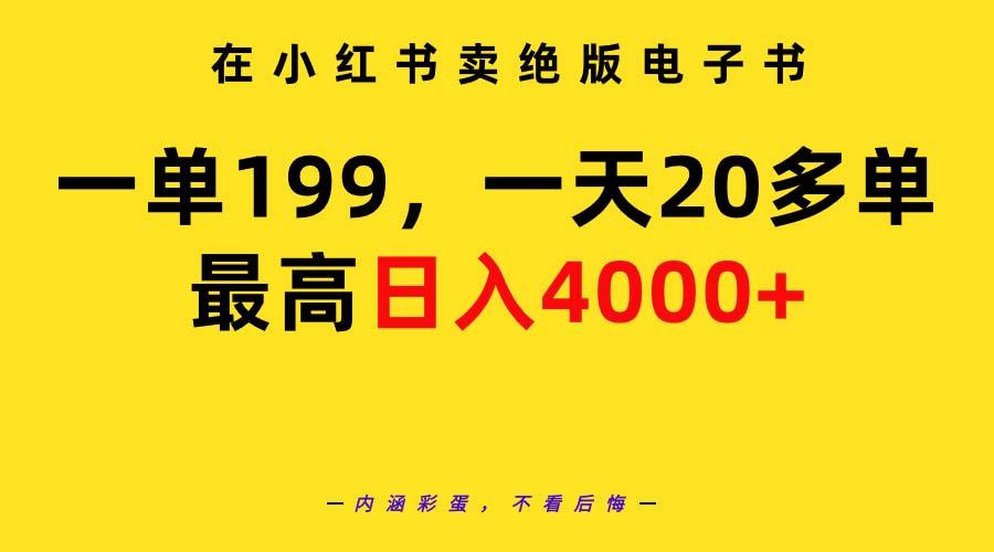 (9401期)在小红书卖绝版电子书，一单199 一天最多搞20多单，最高日入4000+教程+资料-乐码云集