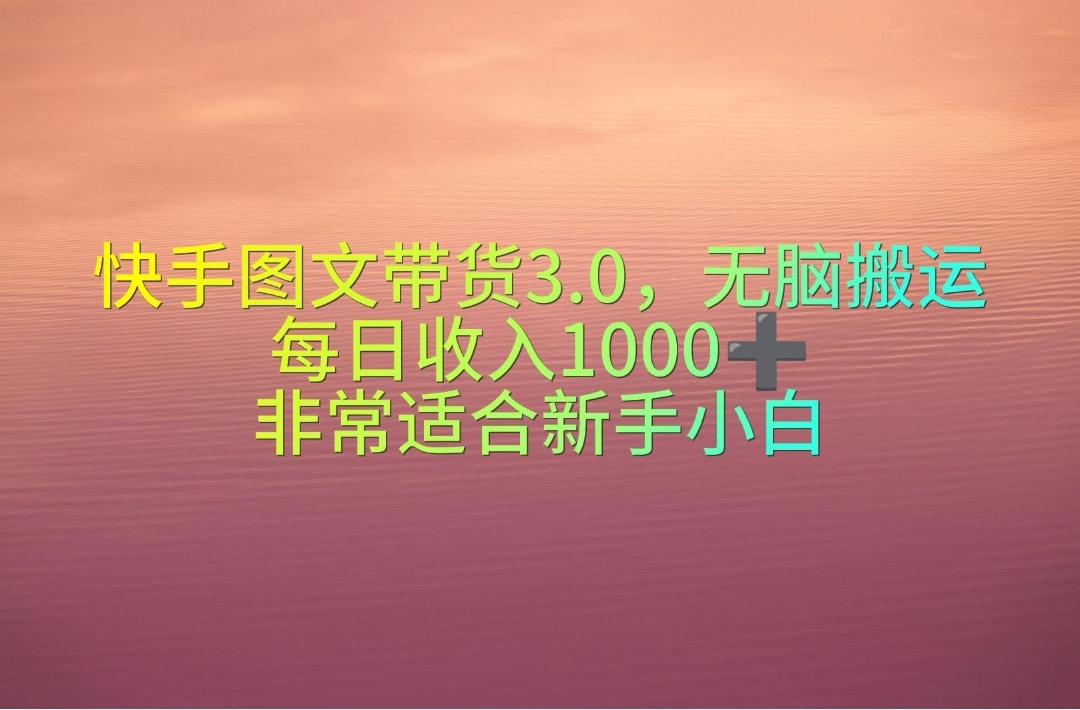 快手图文带货3.0，无脑搬运，每日收入1000＋，非常适合新手小白-乐码云集