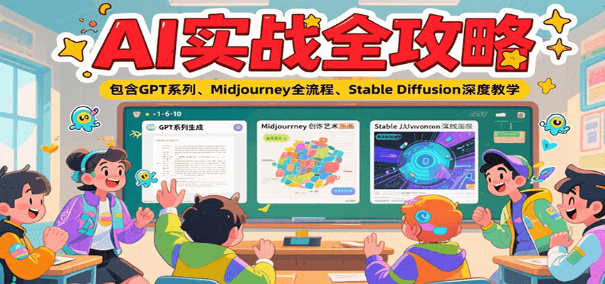AI实战全攻略,包含GPT系列、Midjourney全流程、Stable Diffusion深度教学-乐码云集