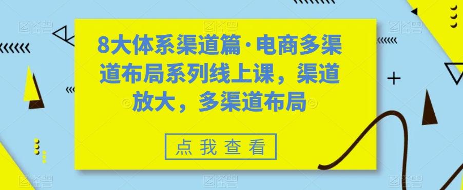 8大体系渠道篇·电商多渠道布局系列线上课，渠道放大，多渠道布局-乐码云集