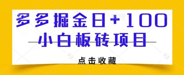 多多掘金日+100，小白板砖项目-乐码云集