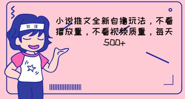 小说推文全新自撸玩法，不看播放量，不看视频质量，每天500+【揭秘】-乐码云集