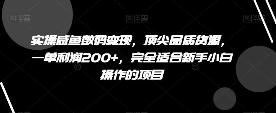 实操咸鱼数码变现，顶尖品质货源，一单利润200+，完全适合新手小白操作的项目【揭秘】-乐码云集