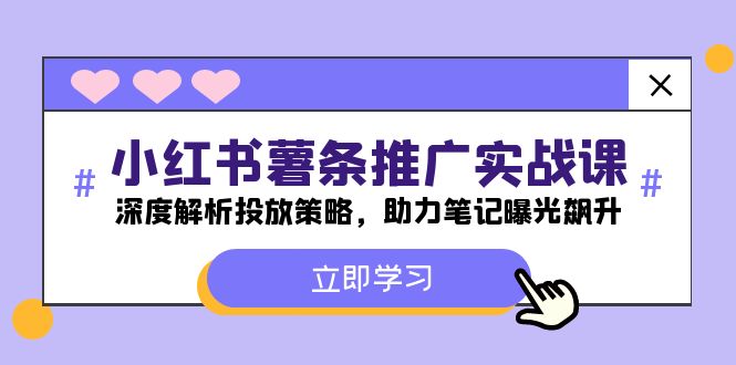 小红书-薯条推广实战课：深度解析投放策略，助力笔记曝光飙升-乐码云集
