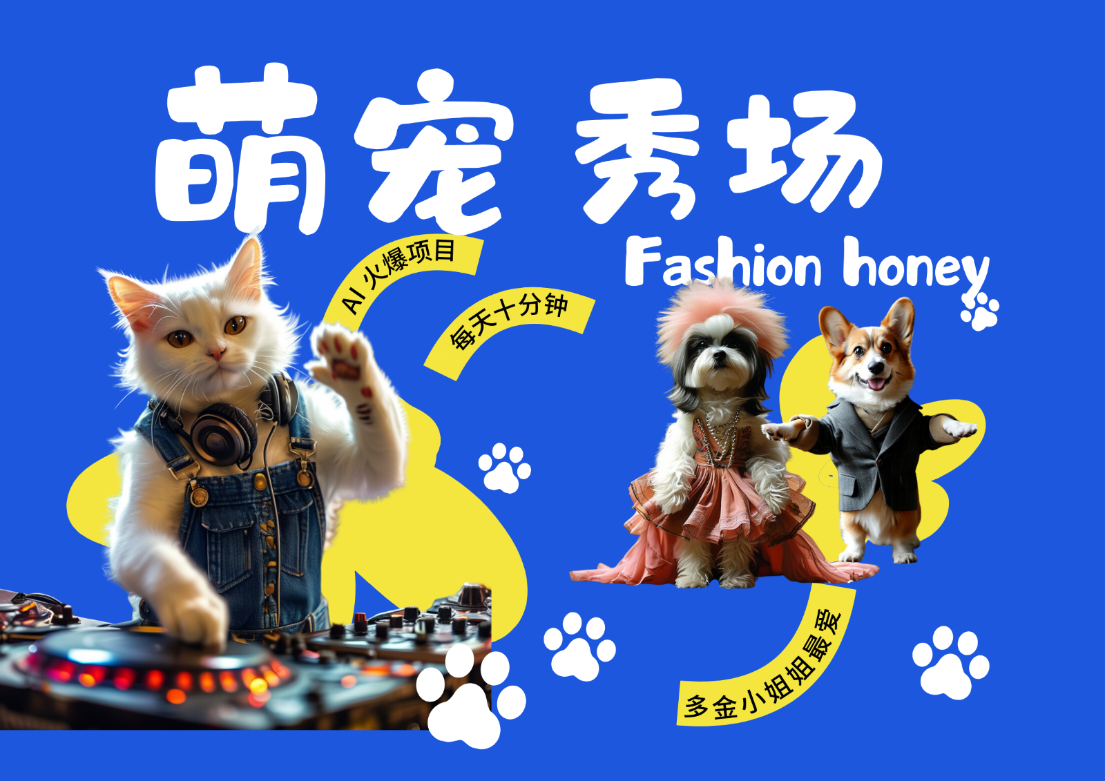 酷飒动物跳舞走秀 时尚喵FASHION汪 多金小姐姐最爱的 轻松月入破W-乐码云集