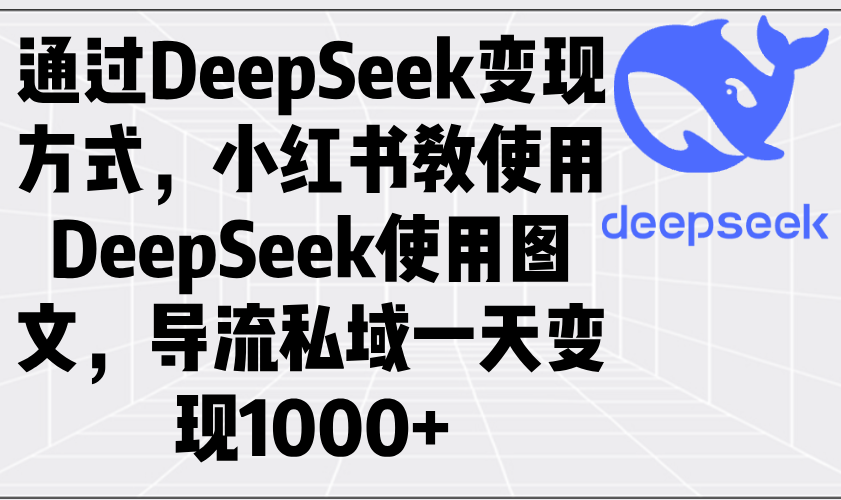 通过DeepSeek变现方式，小红书教使用DeepSeek图文，导流私域一天变现1000+-乐码云集