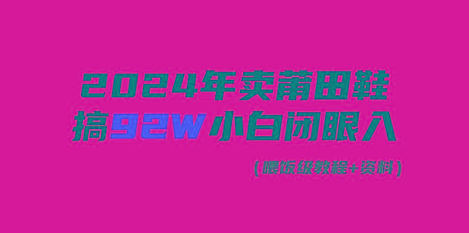 (9329期)2024年卖莆田鞋，搞了92W，小白闭眼操作！-乐码云集