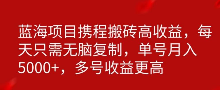 携程搬砖项目，只需每天无脑复制，月入5000+-乐码云集