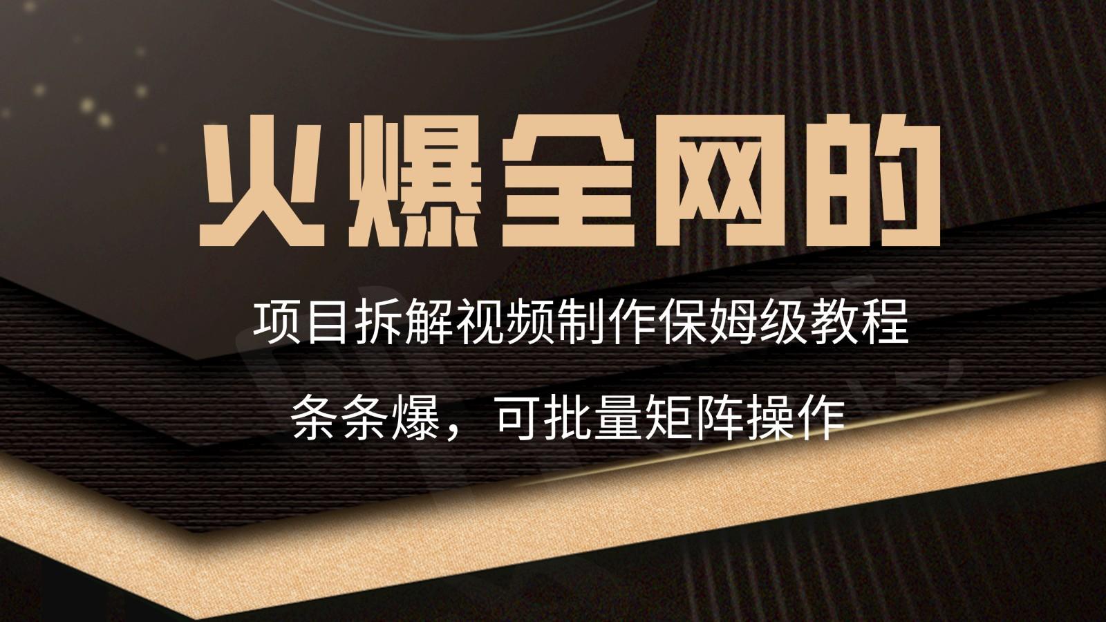 火爆全网的项目拆解类视频如何制作，条条爆，保姆级教程-乐码云集