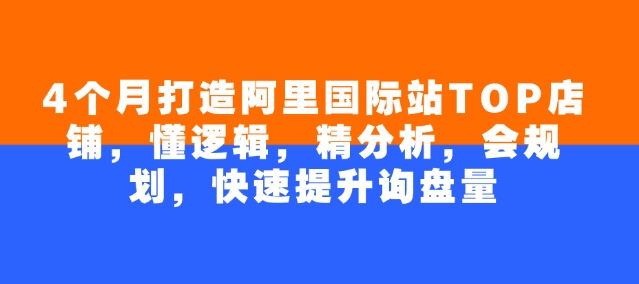 4个月打造阿里国际站TOP店铺，懂逻辑，精分析，会规划，快速提升询盘量-乐码云集
