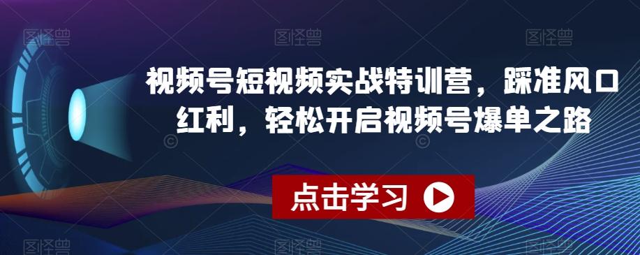 视频号短视频实战特训营，踩准风口红利，轻松开启视频号爆单之路-乐码云集