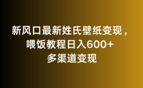 新风口最新姓氏壁纸变现，喂饭教程日入600+【揭秘】-乐码云集
