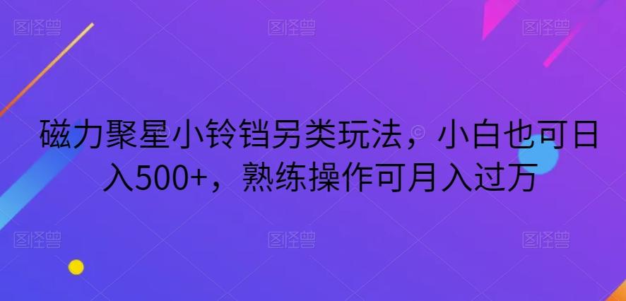 磁力聚星小铃铛另类玩法，小白也可日入500+，熟练操作可月入过万-乐码云集