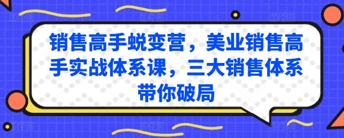 销售高手蜕变营，美业销售高手实战体系课，三大销售体系带你破局-乐码云集
