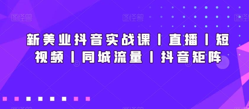 新美业抖音实战课丨直播丨短视频丨同城流量丨抖音矩阵-乐码云集