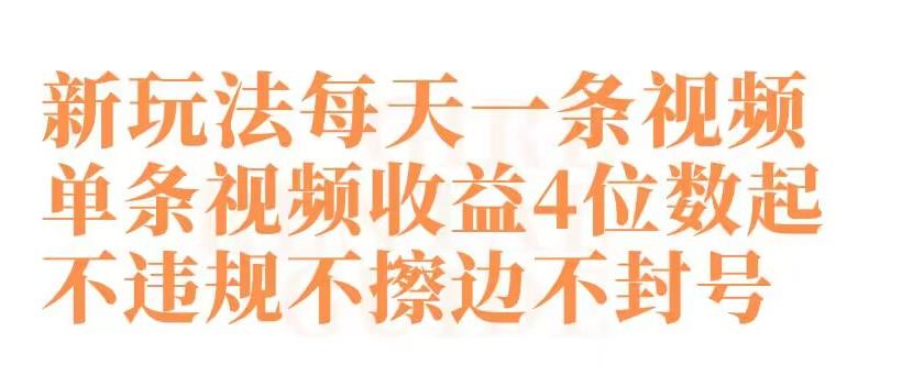 快手新玩法每天一条视频单条视频收益4位数起不违规不擦边不封号【揭秘】-乐码云集