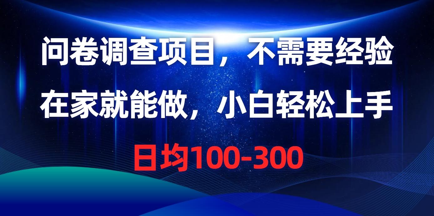 问卷调查项目，不需要经验，在家就能做，小白轻松上手，日均100-300-乐码云集