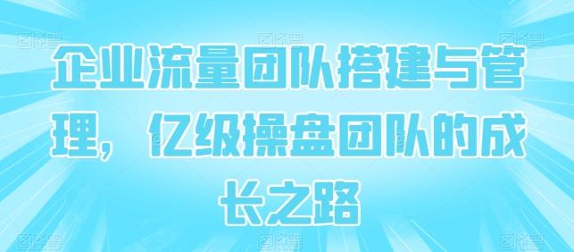 企业流量团队搭建与管理，亿级操盘团队的成长之路-乐码云集
