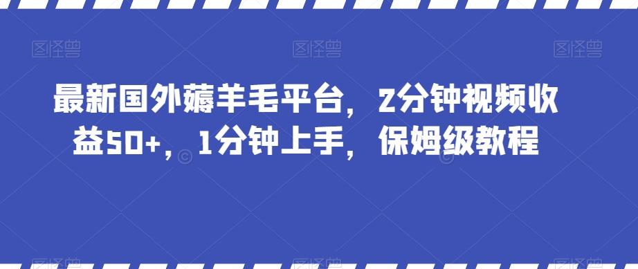 最新国外薅羊毛平台，2分钟视频收益50+，1分钟上手，保姆级教程【揭秘】-乐码云集