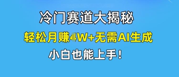 冷门赛道大揭秘，轻松月赚1W+无需AI生成，小白也能上手【揭秘】-乐码云集