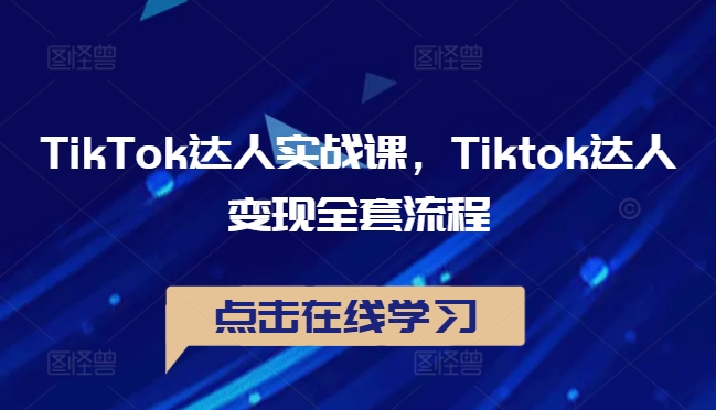 TikTok达人实战课，Tiktok达人变现全套流程-乐码云集