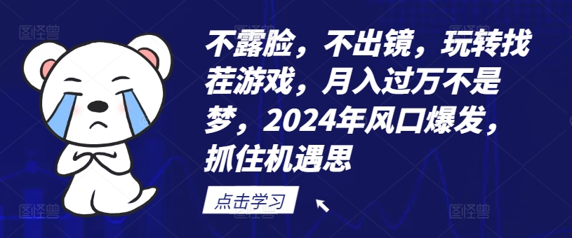 不露脸，不出镜，玩转找茬游戏，月入过万不是梦，2024年风口爆发，抓住机遇【揭秘】-乐码云集