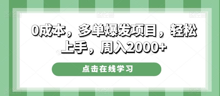 0成本，多单爆发项目，轻松上手，周入2000+-乐码云集