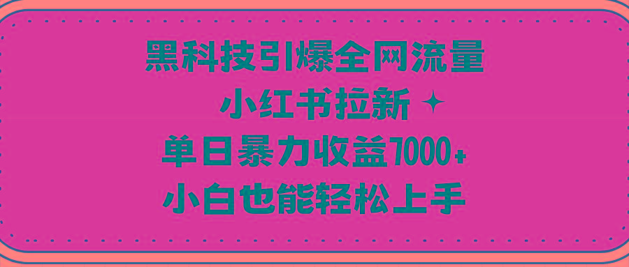 (9679期)黑科技引爆全网流量小红书拉新，单日暴力收益7000+，小白也能轻松上手-乐码云集