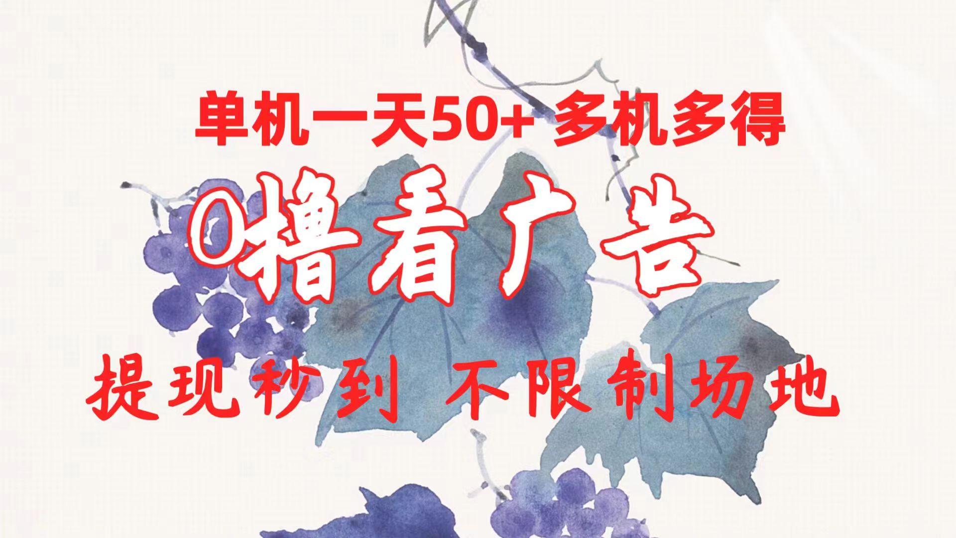 0撸看广告 单机一天50+多机多得 提现秒到 不限制场地操作-乐码云集