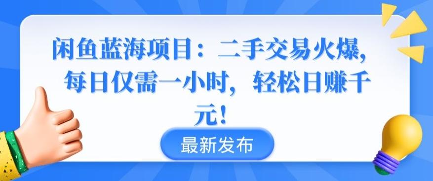 闲鱼蓝海项目：二手交易火爆，每日仅需一小时，轻松日赚千元【揭秘】-乐码云集