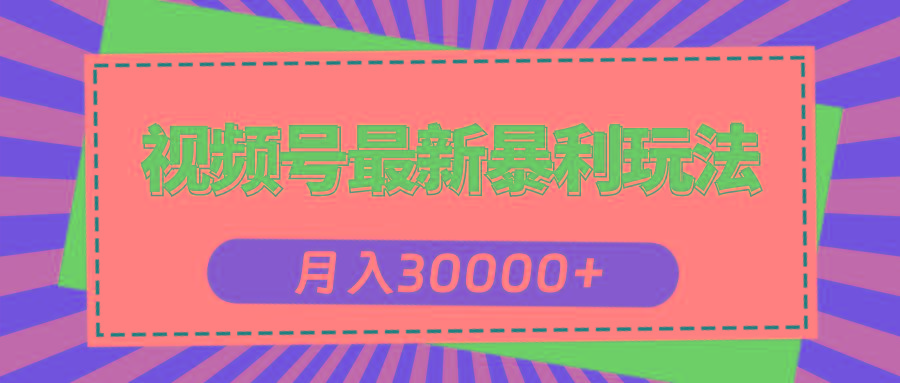 视频号最新暴利玩法，轻松月入30000+-乐码云集