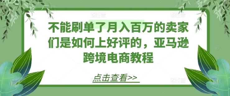 不能刷单了月入百万的卖家们是如何上好评的，亚马逊跨境电商教程-乐码云集
