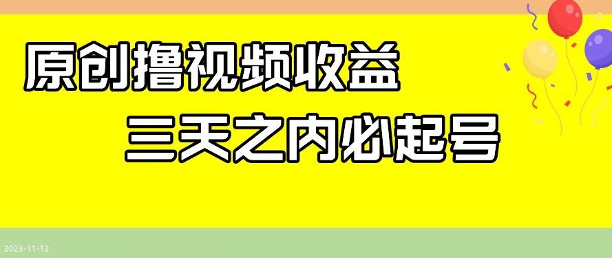 最新撸视频收益，三天之内必起号，一天保底100+【揭秘】-乐码云集