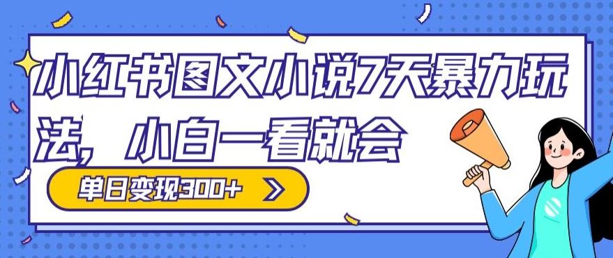 小红书图文小说7天暴力玩法，小白一看就会，单日变现300+-乐码云集