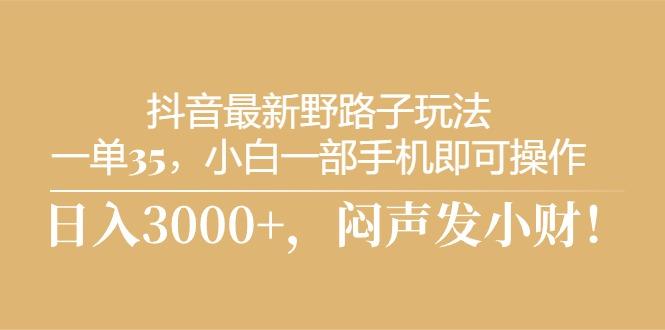 抖音最新野路子玩法，一单35，小白一部手机即可操作，，日入3000+，闷…-乐码云集